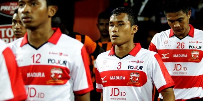Pemain Madura United, Eriyanto, jelang pertandingan Grup E Piala Presiden 2017 menghadapi Perseru Se
