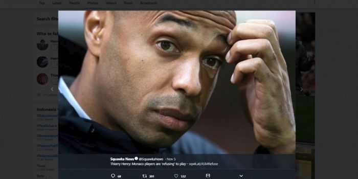 Kedatangan Thierry Henry sebagai pelatih anyar tak serta merta membuat nasib AS Monaco membaik, just