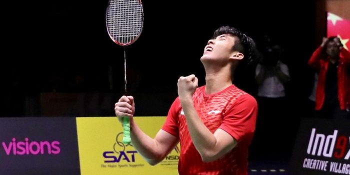 Ekspresi Loh Kean Yew saat memenangi gelar Thailand Masters 2019.