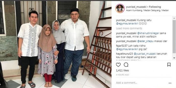 Unggahan akun Instagram kakak Egy Maulkana Vikri, Yusrizal Muzzaki.