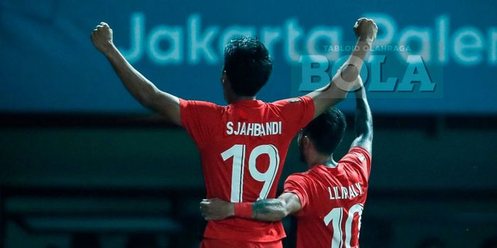 Pemain timnas u-23 Indonesia, Hanif Sjahbandi, merayakan gol ke gawang Hong Kong pada laga Grup A As