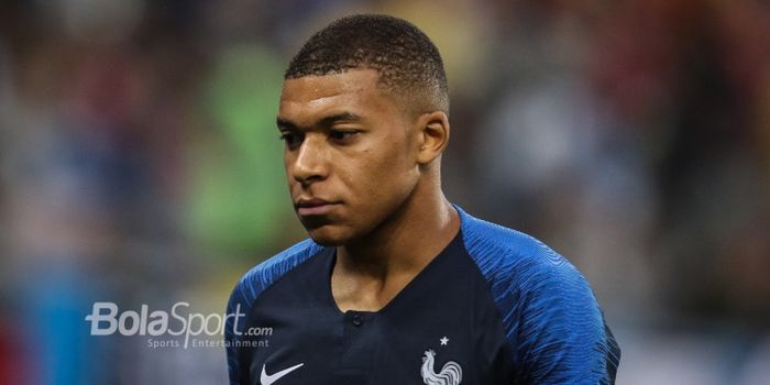      Ekspresi Kylian Mbappe dalam laga kontra Belgia, pada semifinal Piala Dunia 2018 di Saint-Peter