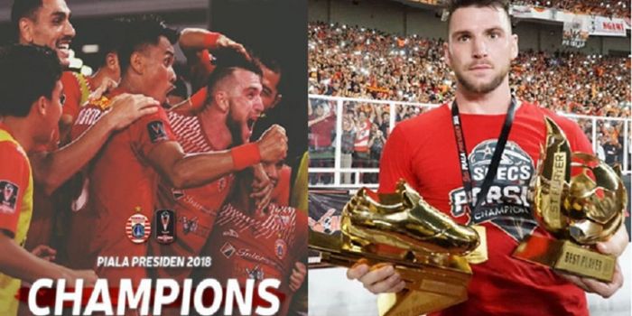 Marko Simic mempersembahkan gelar Piala Presiden 2018 kepada Persija Jakarta sekaligus meraih dua pe