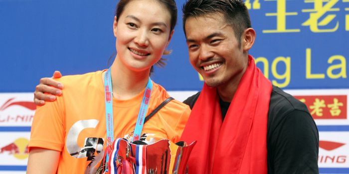 Tunggal putri China, Xie Xingfang (kiri), dan sang suami, Lin Dan.