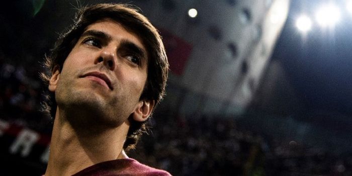  Legenda timnas Brasil, Ricardo Kaka, hadir menonton bekas klubnya, AC Milan, beraksi saat melawan A