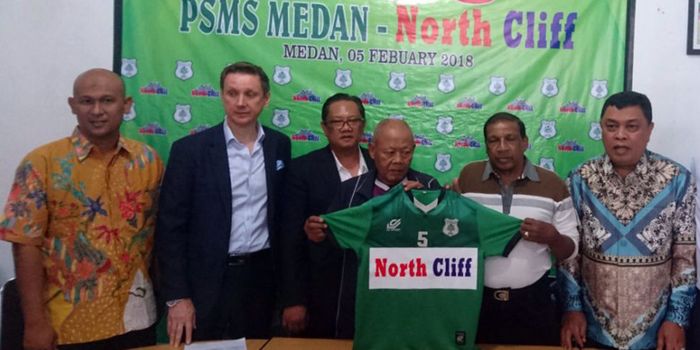 Momen penandantangan MoU antara NorthCliff  dengan PSMS Medan sebagai sponsor utama musim 2018. 