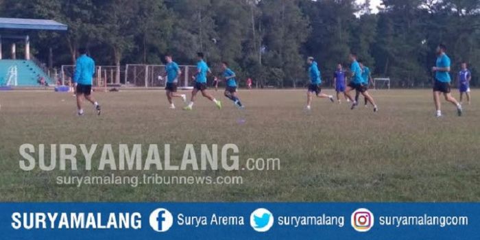 Suasana latihan Arema FC, Senin (7/8/2017), di sesi latihan itu pemain anyar Arema, Ahmet Atayew sud