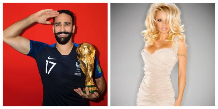 Kolase foto Adil Rami (kiri) dan Pamela Anderson