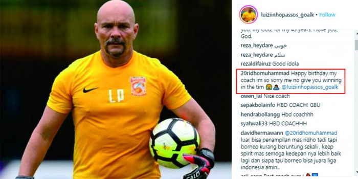 Permintaan maaf Muhammad Ridho di kolom komentar instagram Luizinho Passos