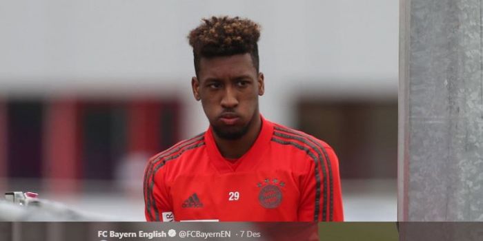 Winger Bayern Muenchen, Kingsley Coman, mengikuti sesi latihan tim pada awal Desember 2018 usai abse