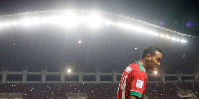 Winger timnas Indonesia, Rizky Pora, menjadi bintang pada laga pertama final Piala AFF 2016 kontra T