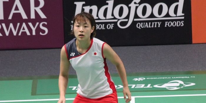 Tunggal putri Jepang, Nozomi Okuhara, saat tampil di Istora Senayan Jakarta, pada ajang Asian Games