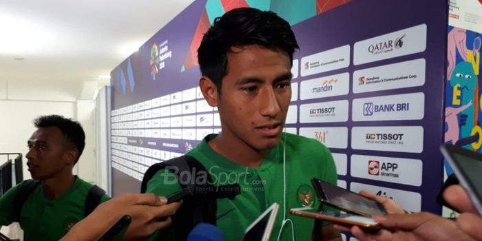 Hanif Sjahbandi, pemain timnas U-23 Indonesia usai laga melawan Hong Kong di Stadion Patriot Chandra