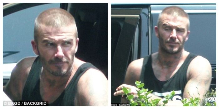 David Beckham memakai gaya rambut buzz cut