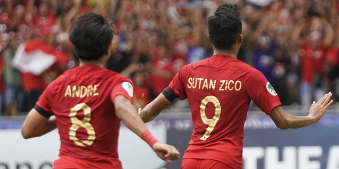   Penyerang Sutan Zico merayakan gol timnas U-16 Indonesia ke gawang timnas U-16 Australia pada laga