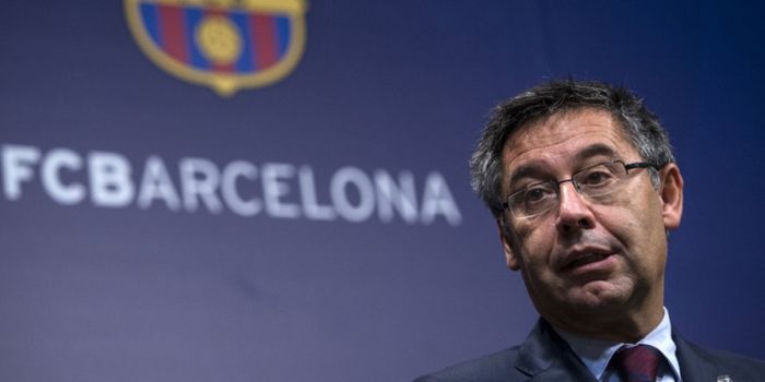Presiden FC Barcelona, Josep Maria Bartomeu, dalam konferensi pers di Camp Nou, Barcelona, 2 Oktober