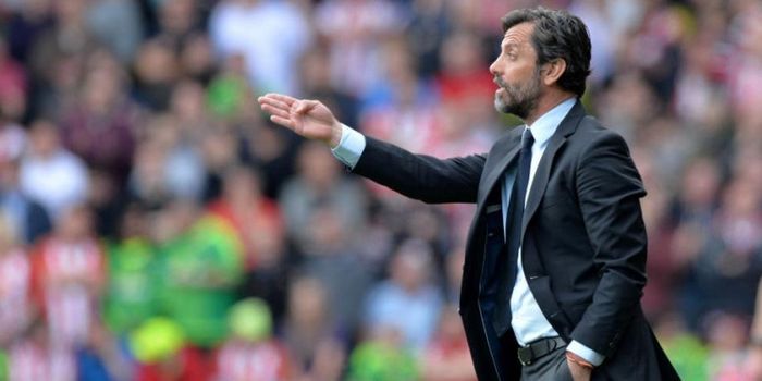 Reaksi Quique Sanchez Flores dalam partai Watford lawan Sunderland di Liga Inggris di Vicarage Road,