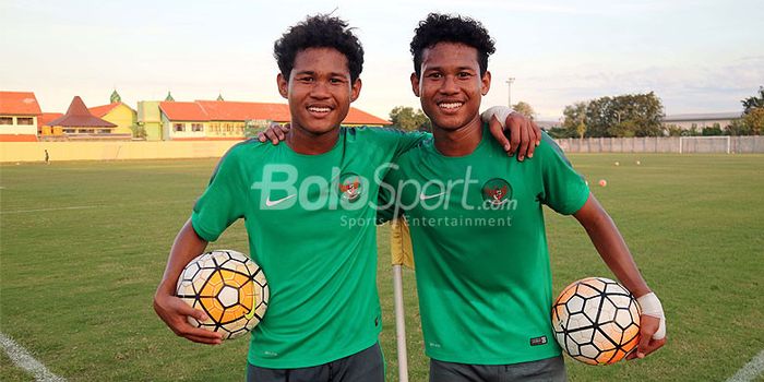  Pemain kembar timnas U-16 Indonesia, Bagus Kahfi dan Bagas Kaffa, dalam uji coba kedua melawan Pers