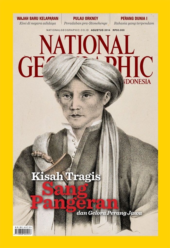 Sampul majalah National Geographic Indonesia edisi Agustus 2014 (terbit 20 Juli, tepat 189 tahun Perang Jawa). 