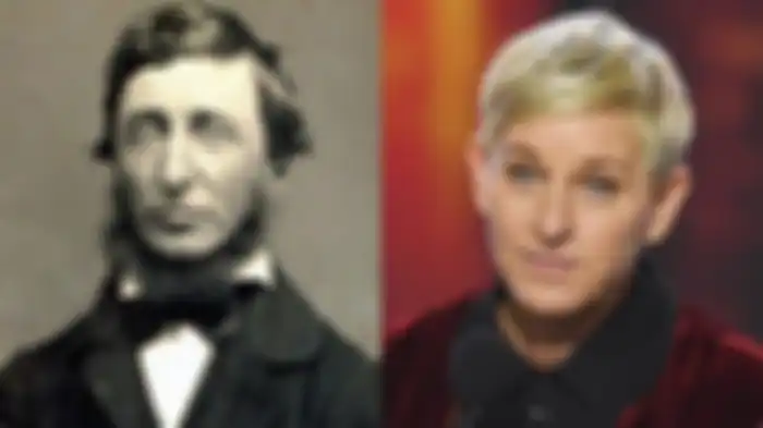 Pembawa acara dan komedian Ellen DeGeneres, pembawa acara The Ellen Show, memiliki banyak kemiripan wajah dengan penyair Henry David Thoreau.