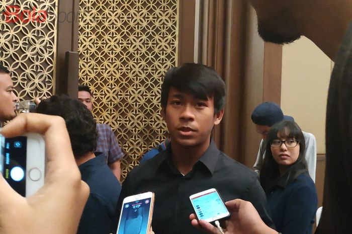 Pemain Garuda Select, Supriadi, di Hotel Sultan, Jakarta, Jumat (17/5/2019).