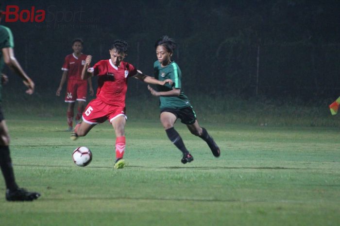 Uji coba terakhir timnas U-16 Indonesia pada tahap pertama pemusatan latihan, di Stadion Pajajaran, Bogor, Sabtu (25/5/2019).