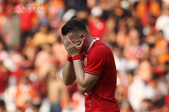 Penyerang Persija Jakarta, Marko Simic pada laga kontra Persib Bandung di Stadion Utama Gelora Bung Karno (SUGBK), Jakarta, Rabu (10/7/2019).