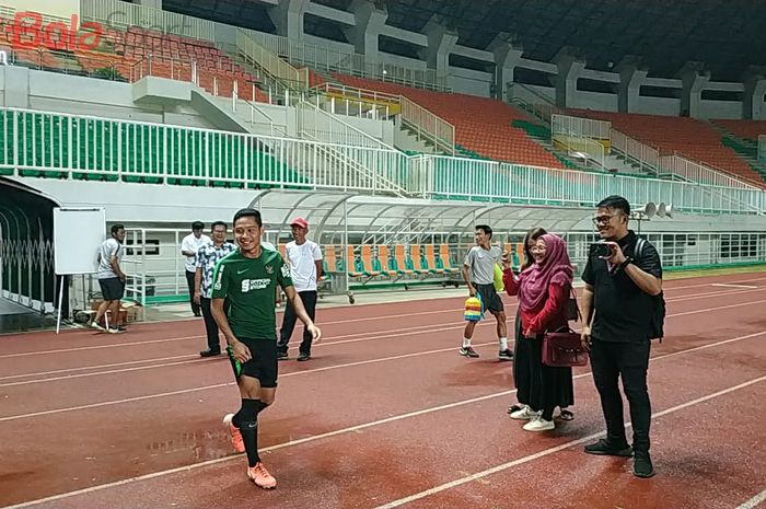 Evan Dimas pada pemusatan latihan timnas Indonesia di Stadion Pakansari, Kabupaten Bogor, Kamis (22/8/2019).