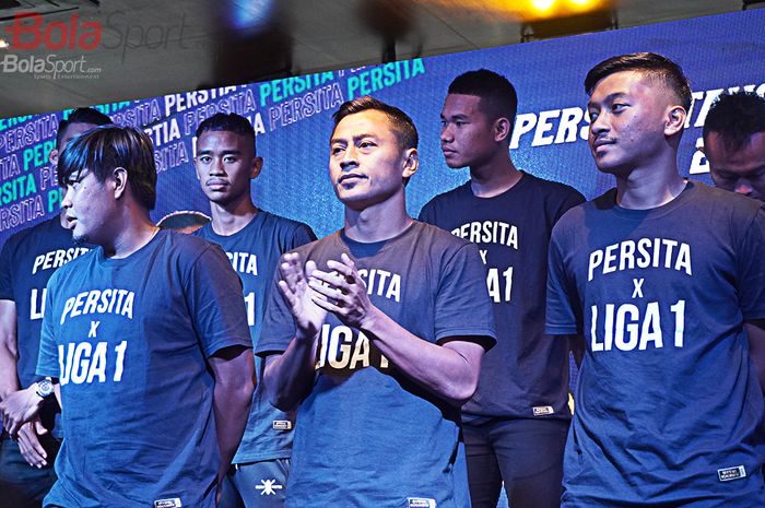 Samsul Arif dan Egi Melgiansyah hadir dalam peluncuran skuad terbaru Persita Tangerang dalam mengarungi Liga 1 2020 di Holywings Serpong, Tanggerang (26/2/2020)