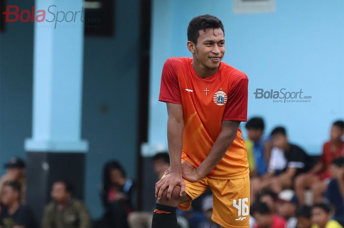 Pemain sayap Persija Jakarta, Osvaldo Haay, ketika menjalani latihan di Lapangan Sutasoma Halim, Jakarta Timur (9/3/2020)