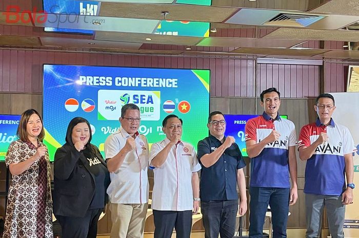 Konferensi Pers SEA VLeague oleh PBVSI, yang digelar di kawasan Senayan, Jakarta Selatan, Senin (17/07/2023).