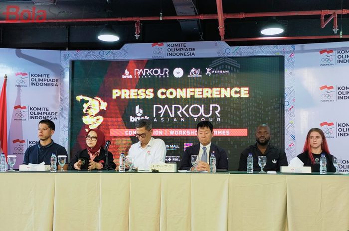 Konferensi Pers Brick Parkour Asian Tour 2023, yang digelar di Senayan, kawasan Jakarta Selatan, Jumat (11/8/2023).