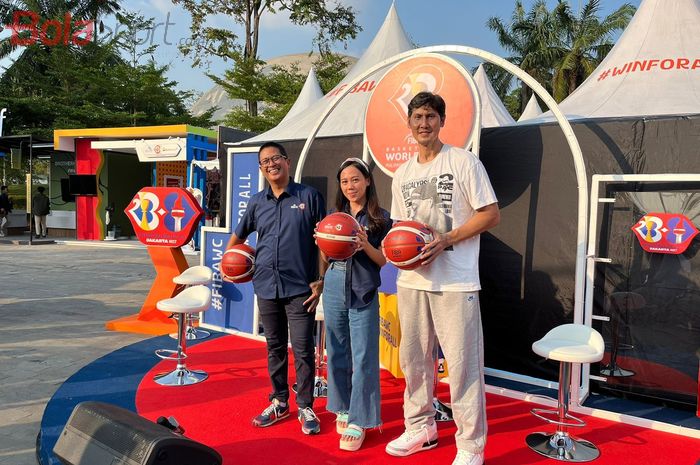 Konferensi Pers peluncuran area Fan Zone FIBA World Cup 2023, yang diselenggarakan di Senayan Park, Senayan, kawasan Jakarta Selatan, Rabu (23/8/2023).