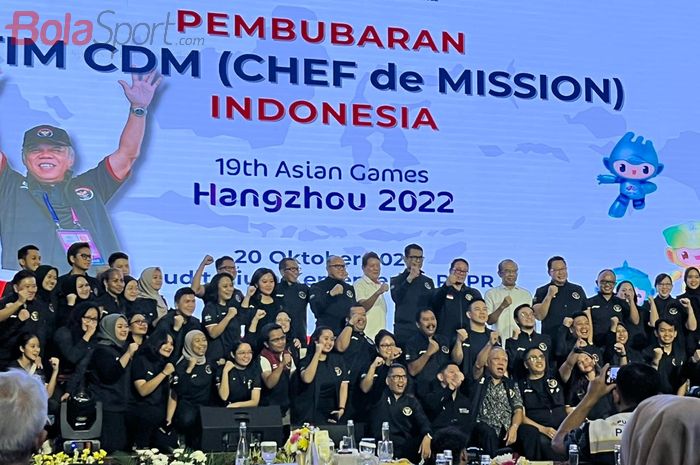 Pembubaran CdM Indonesia untuk Asian Games 2022, yang diselenggarakan di Gedung Auditorium Kementerian PUPR, Jakarta Selatan, Jumat (20/10/2023).