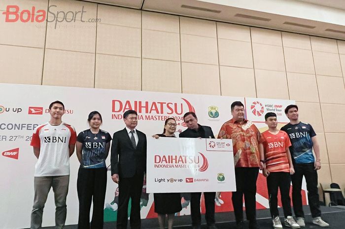 Konferensi Pers Daihatsu Indonesia Masters 2024 yang diselenggarakan di The Ritz Carlton Hotel, Kuningan, kawasan Jakarta Selatan, Senin (27/11/2023).