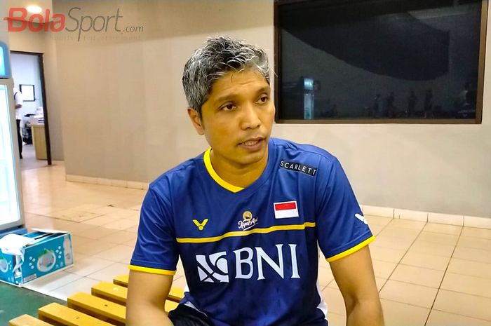 Pelatih tunggal putra bulu tangkis Indonesia, Irwansyah, yang ditemui usai latihan persiapan menuju BWF-World Tour Final, di Pelatnas PBSI, Cipayung, kawasan Jakarta Timur, Rabu (06/12/2023).