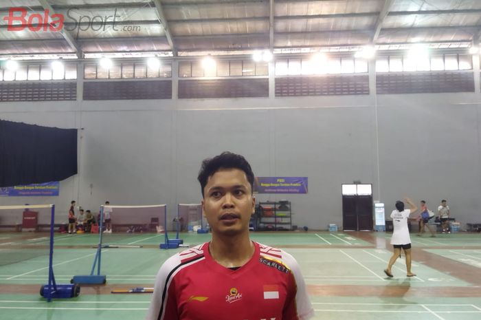 Pebulu tangkis tunggal putra Indonesia, Anthony SInisuka Ginting, di pelatnas Cipayung, Jakarta, Rabu (4/9/2024).