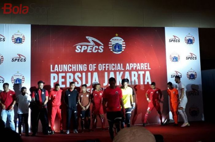 Suasana launching Persija untuk Liga 1 2018 di Spring Hill, Kemayoran, Jakarta Pusat, Jumat (2/2/2018).