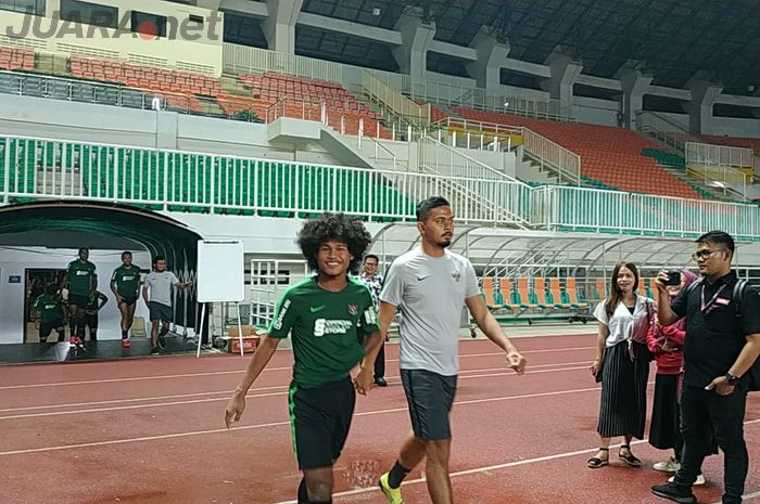 Amiruddin Bagus Kahfi pada pemusatan latihan timnas Indonesia di Stadion Pakansari, Kabupaten Bogor, Kamis (22/8/2019).