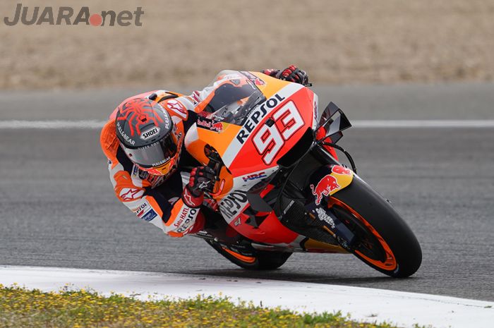 Pembalap sangar, Marc Marquez saat tampil di MotoGP Spanyol 2021.