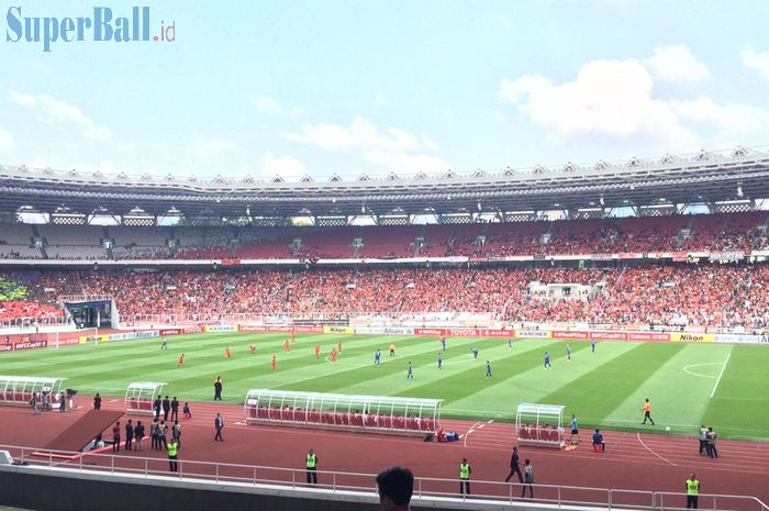 Suasana Laga Perdana Babak Penyisihan Grup G Piala AFC 2019 antara Persija Jakarta Vs Becamex Binh Duong di Stadion Gelora Bung Karno, Jakarta pada Selasa (26/2/2019).
