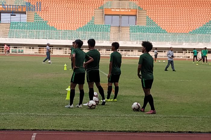 Latihan timnas U-19 Indonesia, di Stadion Pakansari, Kabupaten Bogor, Rabu (2/10/2019).