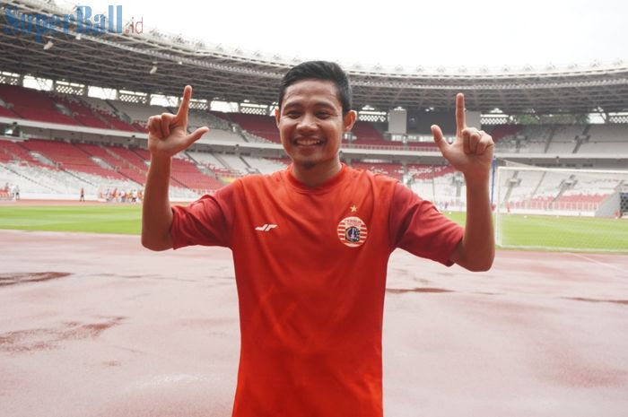Gelandang Persija Jakarta, Evan Dimas, di Stadion Utama Gelora Bung Karno (SUGBK), Jumat (7/2/2020).
