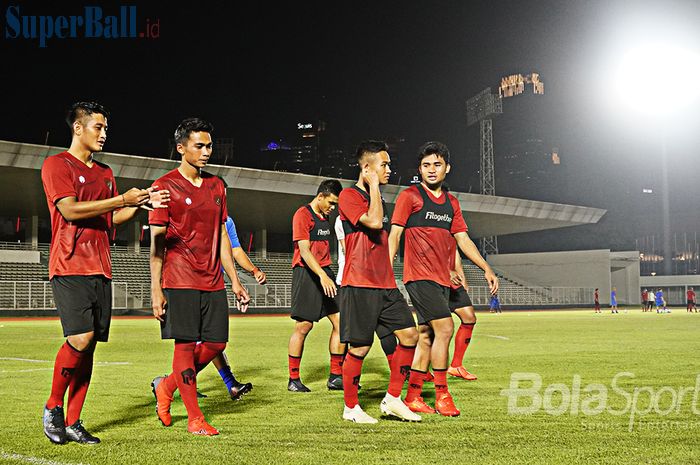 Timnas Senior Indonesia sedang latihan di Lapangan Madya, Jakarta (14/02/2020)