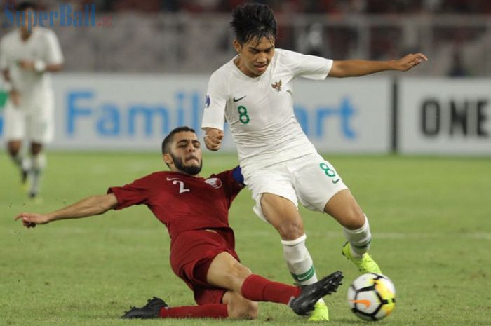  Pemain timnas U-19 Indonesia, Witan Sulaeman, mengontrol bola pada laga fase grup Piala Asia U-19 2