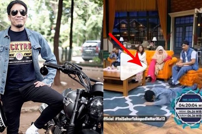 
Desta terjatuh saat live acara sahur