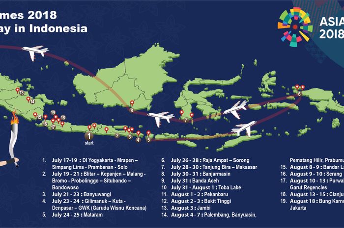 Rute Perjalanan Api Asian Games 2018, Dibawa Sampai Menyelam ke Laut Bobo