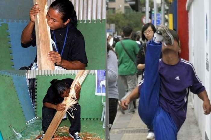 Dari Makan Kayu hingga Sepatu Inilah Deretan Foto Manusia  