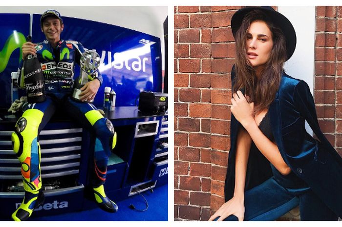 Kolase foto Valentino Rossi (kiri) dan Francesca Sofia Novello