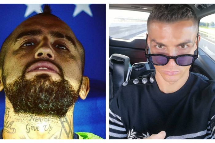 Kolase foto Arturo Vidal (kiri) dan Cristiano Ronaldo